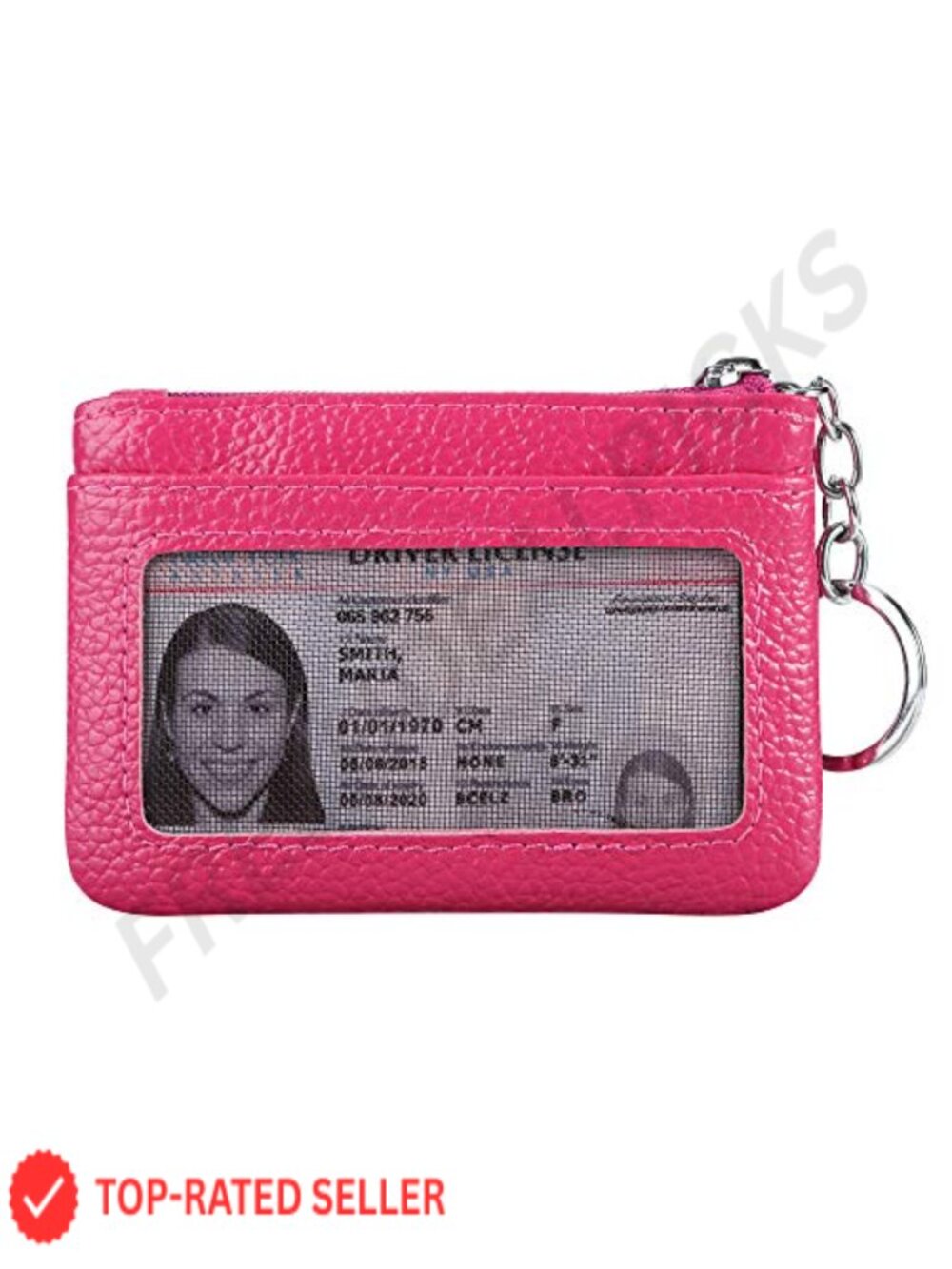 Genuine Leather Keychain Zipper Change Wallet Mini Coin Purse